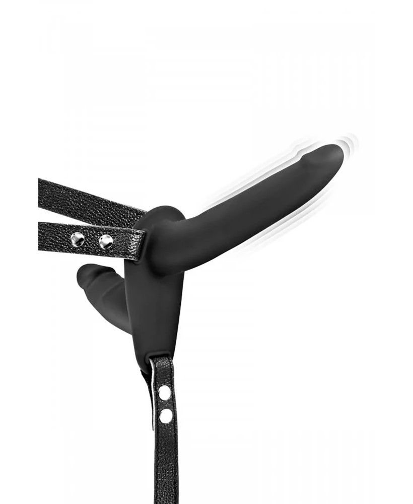 Double gode ceinture vibrant noir USB 